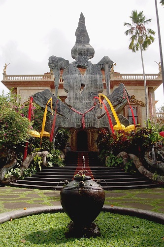 Decorative gateway and steps to Antonio Blanco Museum, Ubud, Bali