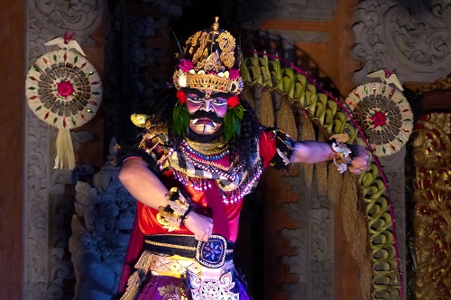 Balinese dancer in elaborate costume in Ubud, Bali