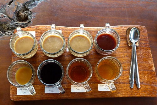 8 cups of Balinese tea and coffee in Bali, Indonesia