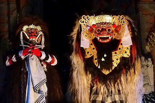 Witch Rangda and Barong at Ubud Palace in Bali