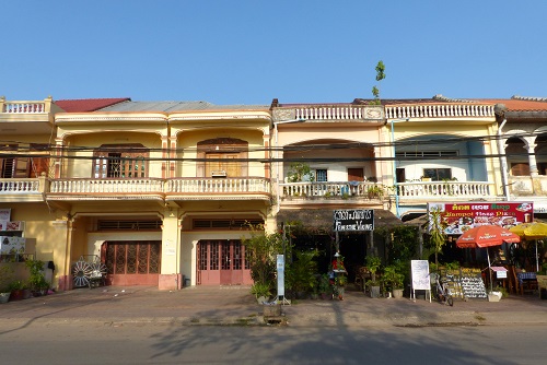 Row of shophouses in Kampot, Cambodia