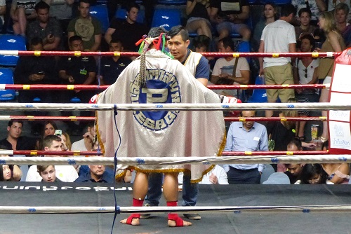 Muay Thai Fighter in Entrance Robes, Bangkok, Thailand
