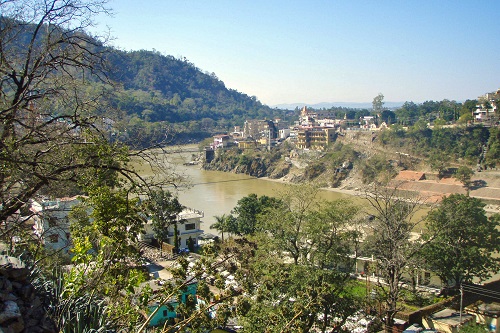 Murky Ganges river in Rishikesh, India