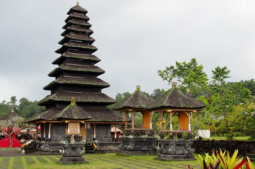 Pagoda and shrines at Pura Besakih temple in Bali, Indonesia