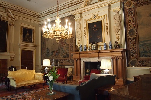 Fireplace in entrance hall at Lyme, Peak District