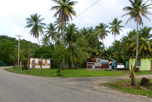 Tin shacks on Weno Island in Chuuk, Micronesia