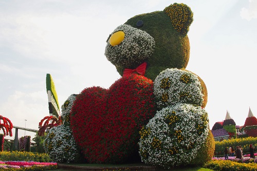 Giant Flower Teddy Bear at Dubai Miracle Garden, UAE