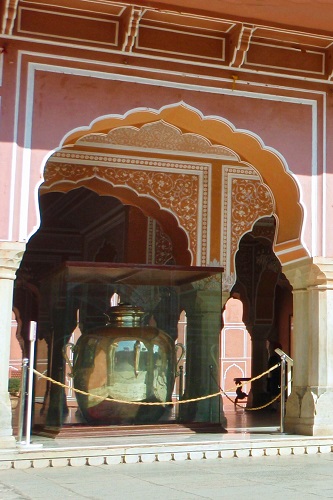 Giant silver urn in the Pink City, Jaipur, India