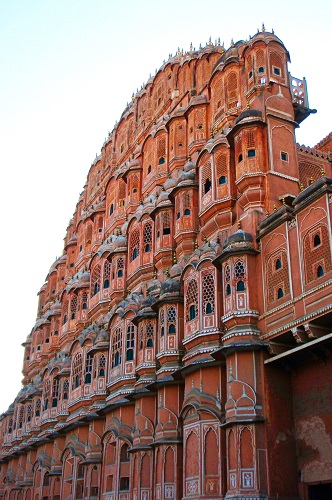 Ornate facade of Hawa Mahal in the Pink City, Jaipur, India