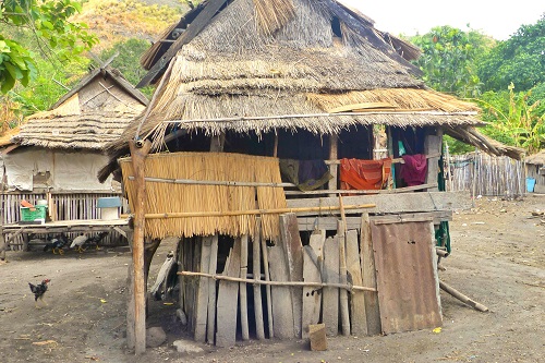 Wooden huts in Bontoh Village on Sangeang Island, Indonesia