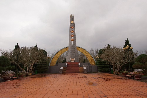 Tall monument at military cemetery in the DMZ, Vietnam