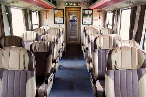 Interior of train carriage in Vietnam