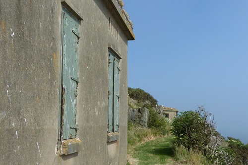 Shuttered windows of WWII Building on Inchcolm Island, Scotland